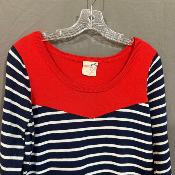 Tommy‎ Girl Sweater Striped Navy Red Nautical Retro Y2K Women's Size Large - Picture 3 of 12
